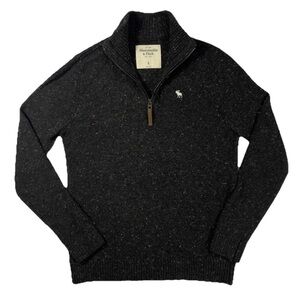 Abercrombie & Fitch Wool 1/4 Zip Sweater Charcoal Gray Mens Small Old Money
